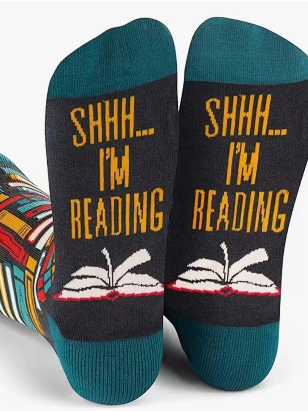 Unisex Novelty 'Shhh... I'm Reading' Crew Socks - OSFM NWT